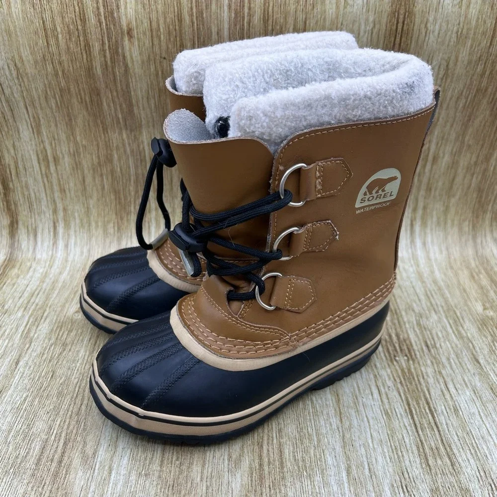 Sorel Yoot Pac TP Winter Boots Kids Size 1Y Brown Black Waterproof NY1880-259